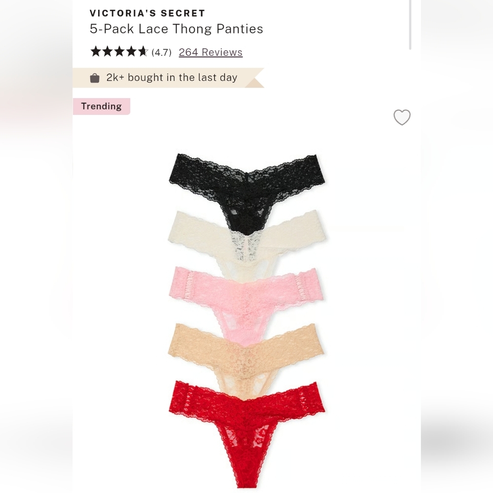 Victoria's secret very sexy the lacie 5 pack thong panties SMALL